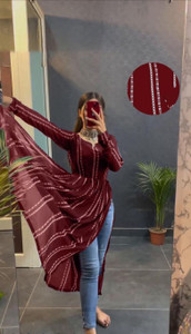 Siamese Women Striped Trail Cut Kurta
