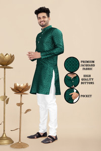 FABWAX Men Self Design Straight Kurta