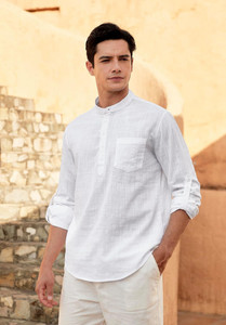 HouseOfCommon Men Solid Straight Kurta