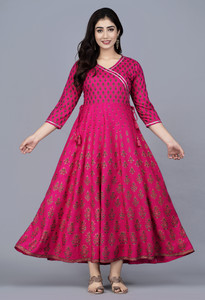 RAJENTERPRISES Women Block Print Gown Kurta