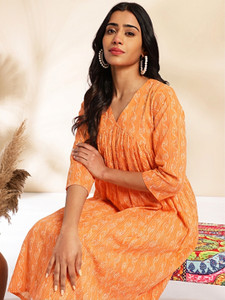 Janasya Women Woven Design A-line Kurta