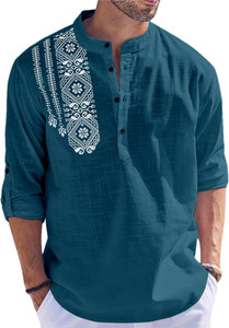 FOLGEN Men Printed Straight Kurta