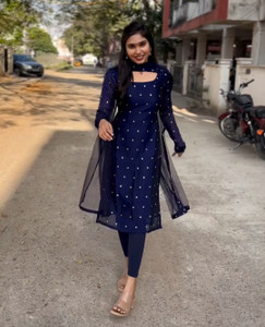 OM FAB Women Embroidered A-line Kurta
