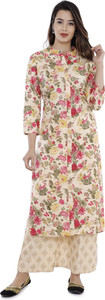 HouseOfCommon Women Floral Print Frontslit Kurta