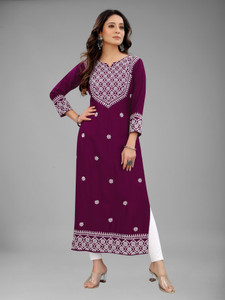 fantasy fab Women Embroidered Straight Kurta