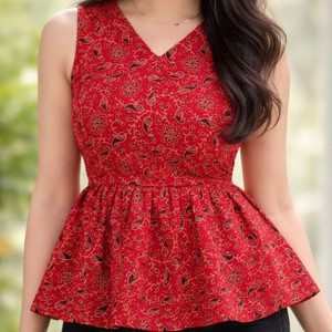Bhumiesha Beach Wear Floral Print, Printed, Ethnic Motifs Women Red Top