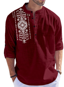 FOLGEN Men Red Straight Kurta - Image 4
