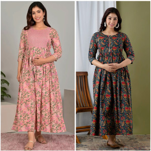 Dream Global Pack of 2 Floral Print Cotton Anarkali - Image 1