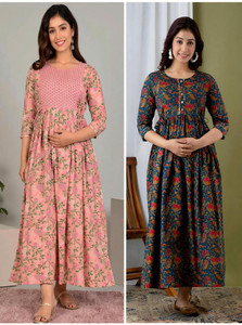 Dream Global Women Floral Print, Printed Anarkali Kurta