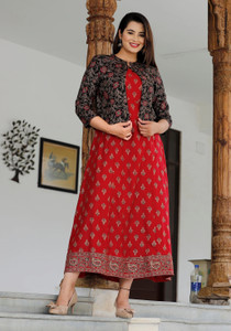 MOAJAZA Women Printed Flared Kurta