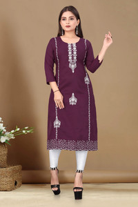 FABRINARGI Women Embroidered Straight Kurta