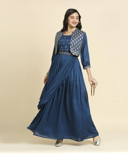 Madhuram Women Embroidered Gown Kurta