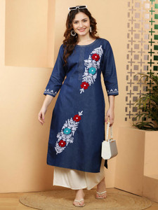 Shopbering Women Embroidered A-line Kurta