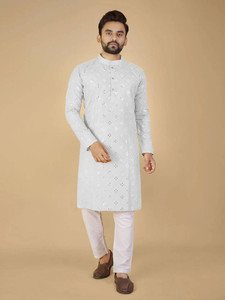 ORIFAB Men Embroidered Straight Kurta