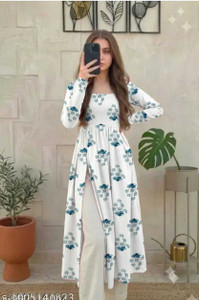 LAPITSOLUTION Women Floral Print Anarkali Kurta