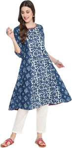 ALEXNCLEO Women Printed Flared Kurta