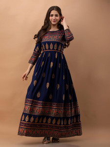 PURSHOTTAM WALA Women Fit and Flare Multicolor Ankle Length Dress