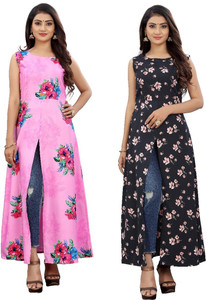 tanvi creation Women Printed Frontslit Kurta