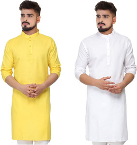 CELLUX Men Self Design Straight Kurta