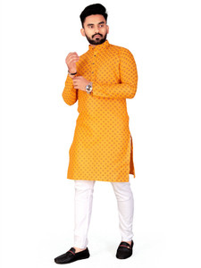 FRELURO Men Solid Straight Kurta