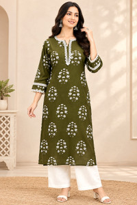 Hiti Women Block Print Straight Kurta