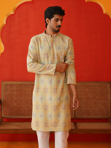 Jompers Men Self Design Straight Kurta