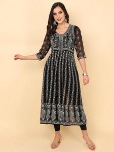 Youthnic Women Chikan Embroidery Anarkali Kurta