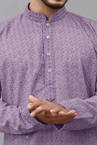 ALMORA Men Embroidered A-line Kurta