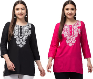 Synthify Women Chikan Embroidery A-line Kurta