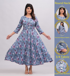 DAMMODE Women Floral Print Anarkali Kurta