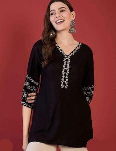 Rishvika Women Embroidered A-line Kurta - Image 2