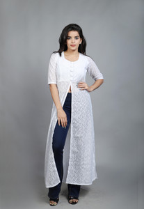 vashist Women Chikan Embroidery A-line Kurta
