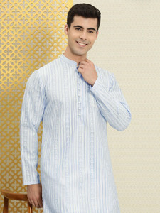 House of Pataudi Men Striped Asymmetric Kurta