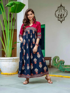 gobya Women Floral Print A-line Kurta