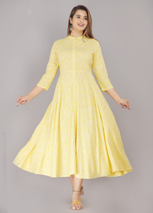 RUNICHA Women Printed Flared Kurta