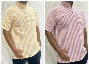 Great Ind Fashion Men Striped Straight Kurta