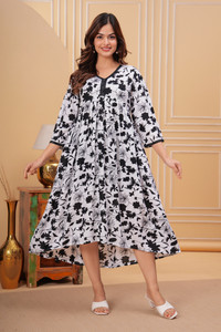 BELLNOW Women Floral Print High Low Kurta