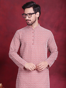 Jompers Men Embroidered Straight Kurta