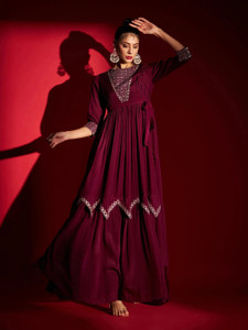 Madhuram Women Embroidered Gown Kurta