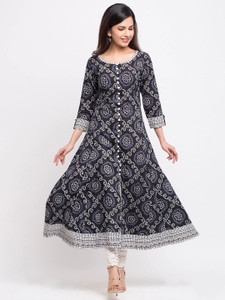 IKRASS Women Printed Frontslit Kurta