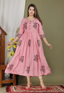 Priyshi Designing Women Printed, Block Print Flared Kurta