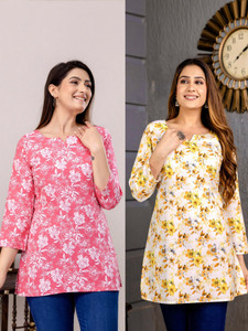 WULAMIA Women Floral Print A-line Kurta