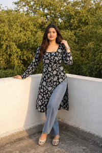 CLANGER Women Floral Print Straight Kurta
