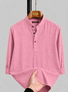 COMBRAIDED Men Pink Straight Kurta - Image 5