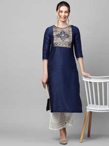 Indo Era Women Embellished Straight Kurta