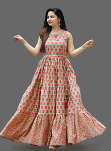 Pinkshierd Women Printed Anarkali Kurta