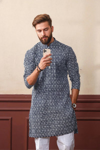 ALMORA Men Printed Straight Kurta