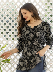 Zyla Casual Printed Women Black Top