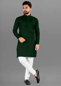 FRELURO Men Solid Straight Kurta