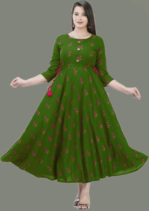 anushansa Women Floral Print Anarkali Kurta